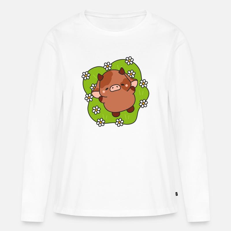 P'tit vachette Printemps - Frauen Premium Bio Langarmshirt - Weiß