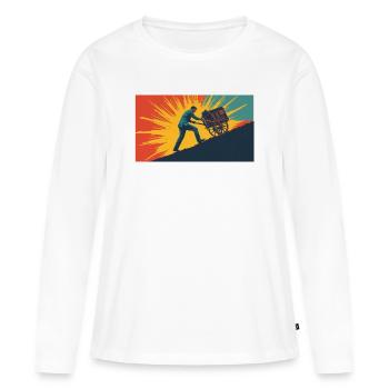 Aller plus loin - T-shirt manches longues Premium bio Femme - blanc - Devant - Julia (174cm)