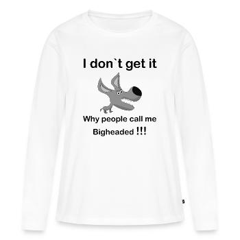 Museau de chien de dessin animé gris - T-shirt manches longues Premium bio Femme - blanc - Devant - Julia (174cm)