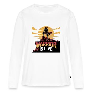 Guerrier sur la falaise coucher de soleil - T-shirt manches longues Premium bio Femme - blanc - Devant - Julia (174cm)