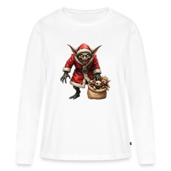 Gobelin de Noël avec des créatures - T-shirt manches longues Premium bio Femme - blanc - Devant - Julia (174cm)