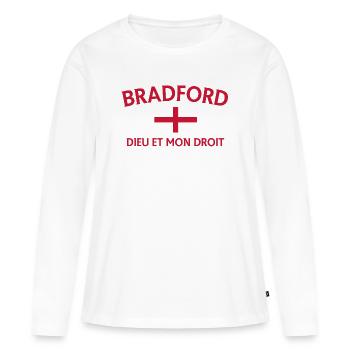 Drapeau de Bradford avec devise - T-shirt manches longues Premium bio Femme - blanc - Devant - Julia (174cm)