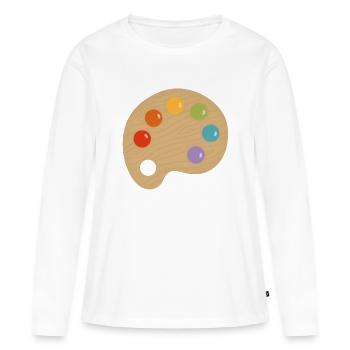 Charme de palette de peinture - T-shirt manches longues Premium bio Femme - blanc - Devant - Julia (174cm)
