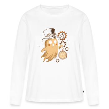 Steampunk Ghost Clockwork - Women's Premium Organic Long Sleeve Shirt - white - Front - Julia (174cm)