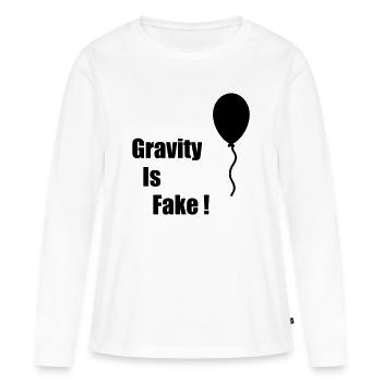 La gravité est fausse - T-shirt manches longues Premium bio Femme - blanc - Devant - Julia (174cm)