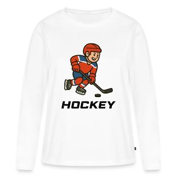 Hockey jeune professionnel dans l’utilisation de la rondelle - T-shirt manches longues Premium bio Femme - blanc - Devant - Julia (174cm)