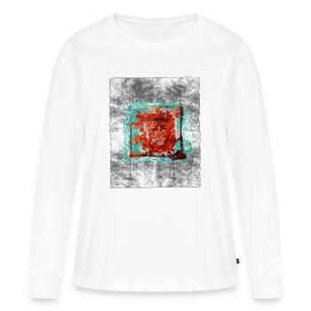 Rostquadrat auf grauer Textur - Frauen Premium Bio Langarmshirt - Weiß - Vorne - Julia (174cm)