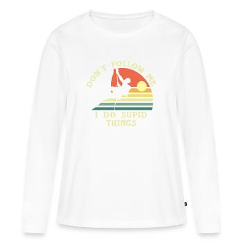 Escalade solaire insolite - T-shirt manches longues Premium bio Femme - blanc - Devant - Julia (174cm)