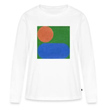 Orange Kreis und Blaues Rechteck - Frauen Premium Bio Langarmshirt - Weiß - Vorne - Julia (174cm)