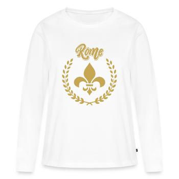 ROME Laurier Victoire - T-shirt manches longues Premium bio Femme - blanc - Devant - Julia (174cm)