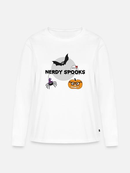 Nerdy Spooks - Frauen Premium Bio Langarmshirt - Weiß