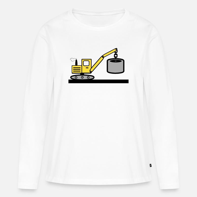 Bagger - Frauen Premium Bio Langarmshirt - Weiß