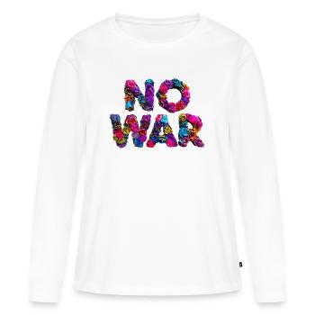 Lettres de fleurs NO WAR, No War - T-shirt manches longues Premium bio Femme - blanc - Devant - Julia (174cm)