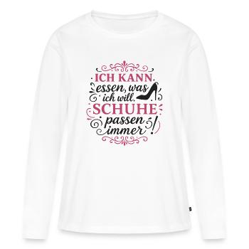 Les chaussures s’adaptent toujours – le style avec humour - T-shirt manches longues Premium bio Femme - blanc - Devant - Julia (174cm)