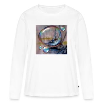 Rêve de navigation dans le brouillard - T-shirt manches longues Premium bio Femme - blanc - Devant - Julia (174cm)
