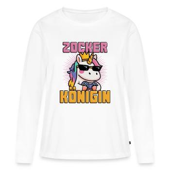 Licorne Queen Gamble - T-shirt manches longues Premium bio Femme - blanc - Devant - Julia (174cm)