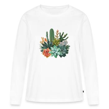 Succulents & Cacti Watercolor Composition - Women's Premium Organic Long Sleeve Shirt - white - Front - Julia (174cm)