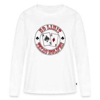 Cartes de poker No Limit – Texas Hold’em Design - T-shirt manches longues Premium bio Femme - blanc - Devant - Julia (174cm)