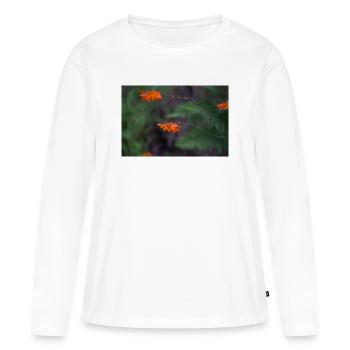 Fleur d’orange sur tige arquée - T-shirt manches longues Premium bio Femme - blanc - Devant - Julia (174cm)
