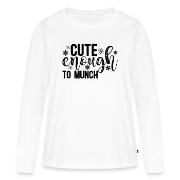 Assez mignon pour être grignoté – Design doux et ludique - T-shirt manches longues Premium bio Femme - blanc - Devant - Julia (174cm)