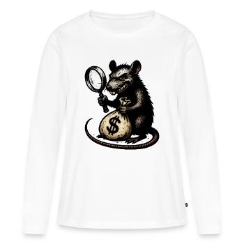 Rat with magnifying glass and money bag - Women's Premium Organic Long Sleeve Shirt - white - Front - Julia (174cm)