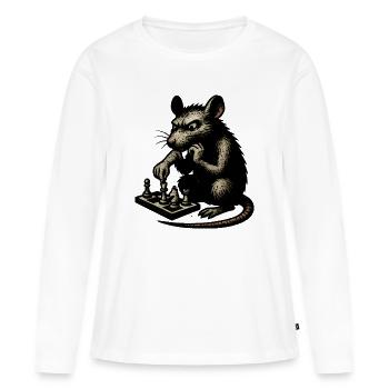 Ratte am Schachbrett - Frauen Premium Bio Langarmshirt - Weiß - Vorne - Julia (174cm)