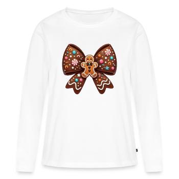 Schoko Schleife Lebkuchen - Frauen Premium Bio Langarmshirt - Weiß - Vorne - Julia (174cm)