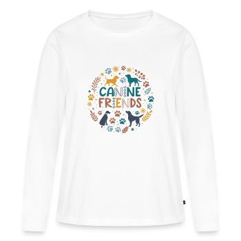 Canine friendships in a circle - Women's Premium Organic Long Sleeve Shirt - white - Front - Julia (174cm)