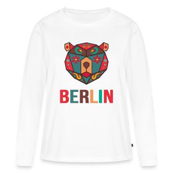 Berlin est ma ville – Colorful Berlin Design - T-shirt manches longues Premium bio Femme - blanc - Devant - Julia (174cm)