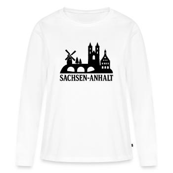 Saxe-Anhalt État Silhouette - T-shirt manches longues Premium bio Femme - blanc - Devant - Julia (174cm)