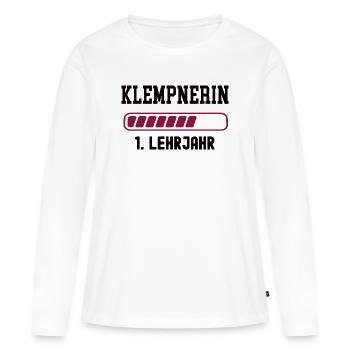 Apprentissage de plombier 1ère année en tant que plombier - T-shirt manches longues Premium bio Femme - blanc - Devant - Julia (174cm)