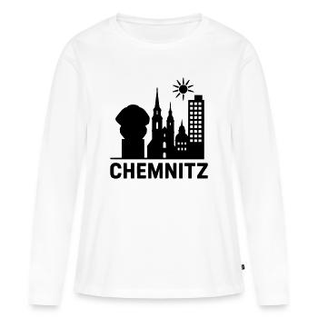 Chemnitz Landmark Silhouette - Women's Premium Organic Long Sleeve Shirt - white - Front - Julia (174cm)
