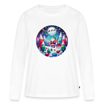 Noël géométrique idylle Santa Elche - T-shirt manches longues Premium bio Femme - blanc - Devant - Julia (174cm)
