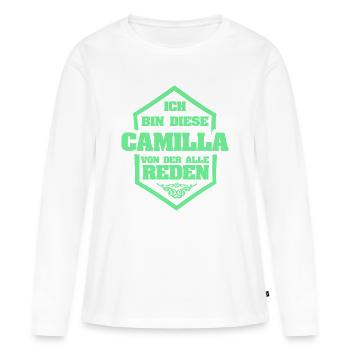 Camilla comme surnom - T-shirt manches longues Premium bio Femme - blanc - Devant - Julia (174cm)