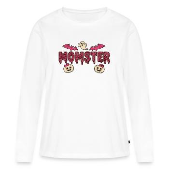 Momster Léopard Rose Halloween - T-shirt manches longues Premium bio Femme - blanc - Devant - Julia (174cm)