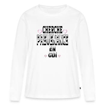 Cherche Prévenance en CDI - T-shirt manches longues Premium bio Femme - blanc - Devant - Julia (174cm)