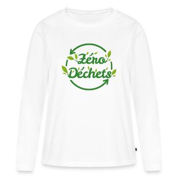 zero dechets plante - T-shirt manches longues Premium bio Femme - blanc - Devant - Julia (174cm)