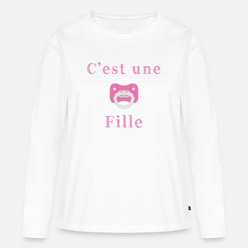 Geburt - es ist ein Mädchen - Frauen Premium Bio Langarmshirt - Weiß