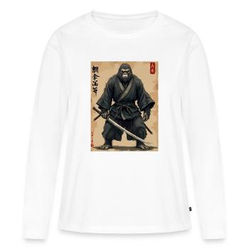 Gorilla Samurai with Katana - Women's Premium Organic Long Sleeve Shirt - white - Front - Julia (174cm)