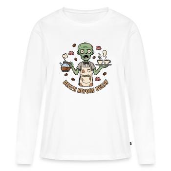 Zombie Barista Mort Avant Décaféiné - T-shirt manches longues Premium bio Femme - blanc - Devant - Julia (174cm)