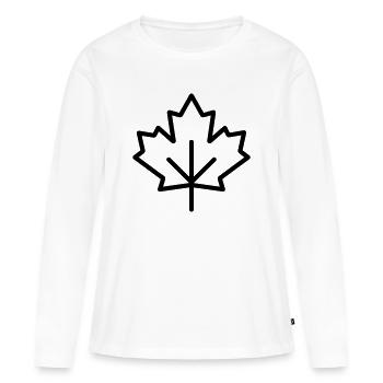 Feuille d’Érable - T-shirt manches longues Premium bio Femme - blanc - Devant - Julia (174cm)