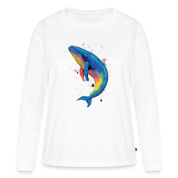 Baleine bleue Baleine Baleines bleues Baleines Chant Baleine Plongeur Baleines Océan - T-shirt manches longues Premium bio Femme - blanc - Devant - Julia (174cm)