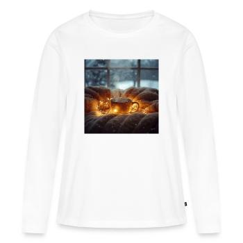 Ambiance hivernale chaleureuse - T-shirt manches longues Premium bio Femme - blanc - Devant - Julia (174cm)