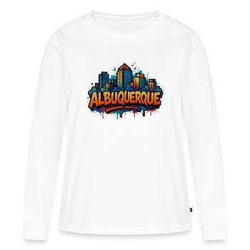 Silhouette de graffiti d’Albuquerque - T-shirt manches longues Premium bio Femme - blanc - Devant - Julia (174cm)