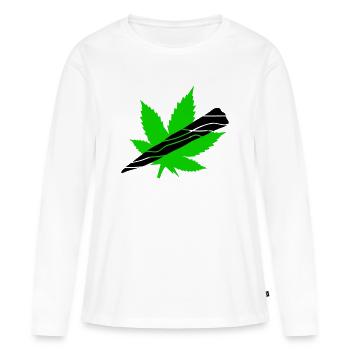 Néon Feuille De Cannabis Graphique - T-shirt manches longues Premium bio Femme - blanc - Devant - Julia (174cm)
