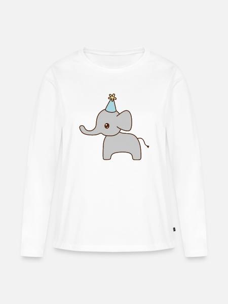 Elefant Party Hut - Frauen Premium Bio Langarmshirt - Weiß