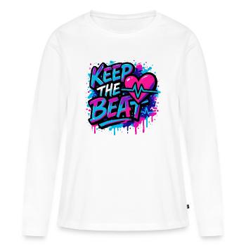 Keep the Beat – Musik Design mit Rhythmus Feeling - Frauen Premium Bio Langarmshirt - Weiß - Vorne - Julia (174cm)