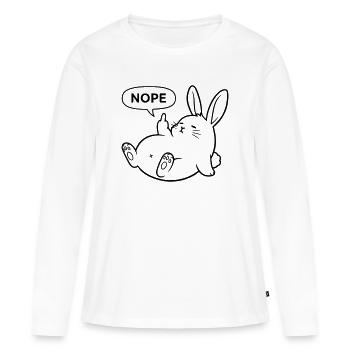 Non, Lapin | Déclaration de lapin coquin - T-shirt manches longues Premium bio Femme - blanc - Devant - Julia (174cm)