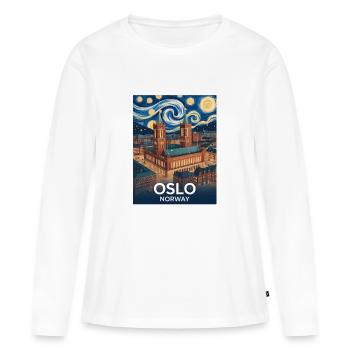 Oslo - T-shirt manches longues Premium bio Femme - blanc - Devant - Julia (174cm)