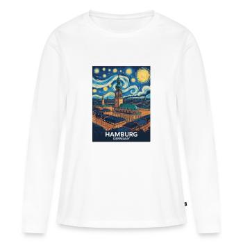 Hambourg - T-shirt manches longues Premium bio Femme - blanc - Devant - Julia (174cm)